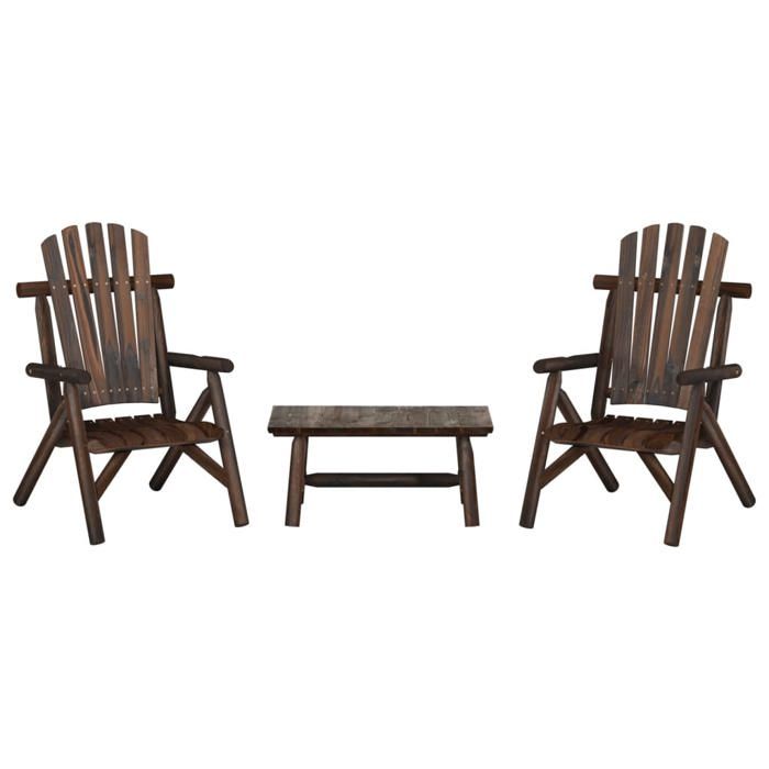 VidaXL Ensemble de Salon de Jardin 3 pcs, Mobilier d'Extérieur avec Table, Ensemble de Meubles de Terrasse Patio, Bois 3185522