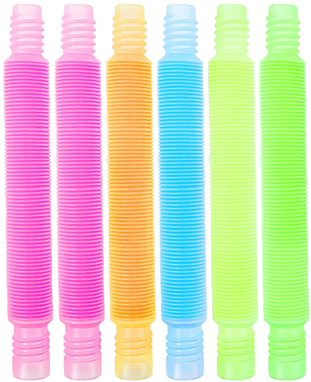 

6Pcs Luminous Pop Tube Fidgeting Toys Stretch Tube Tactile Toys Bend Build Connect Plaything For Kid Girls Boy Stress Stress