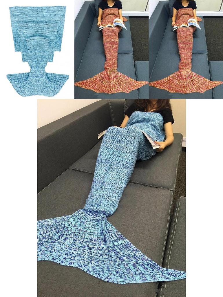 Mermaid Tail Blanket With Knit Fabric For Cozy Home Lounge Decor
