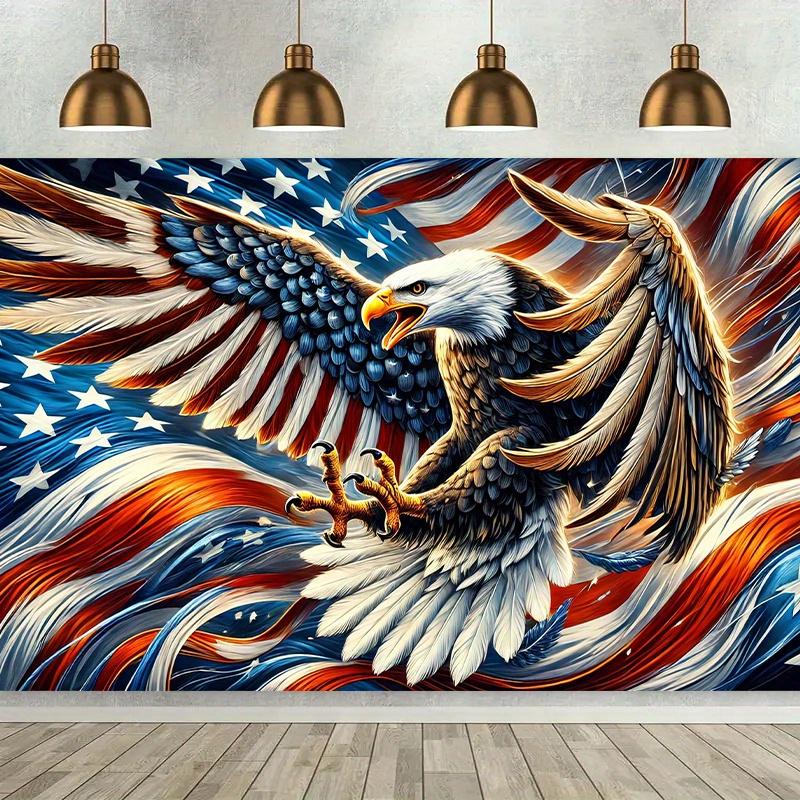 Eagle Flag Tapestry Multi Purpose Multi Size Wall Art Flat Print for Home Office Decor Party Banner