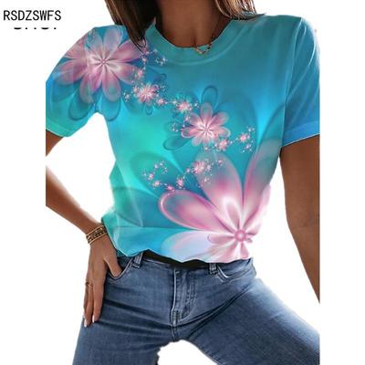 NEW SUMMER Ladies 3D Arinted T-shirt Pbstract Painting Printing Trend Street Casual Short-sleeved Loose Comfortable T-shirt