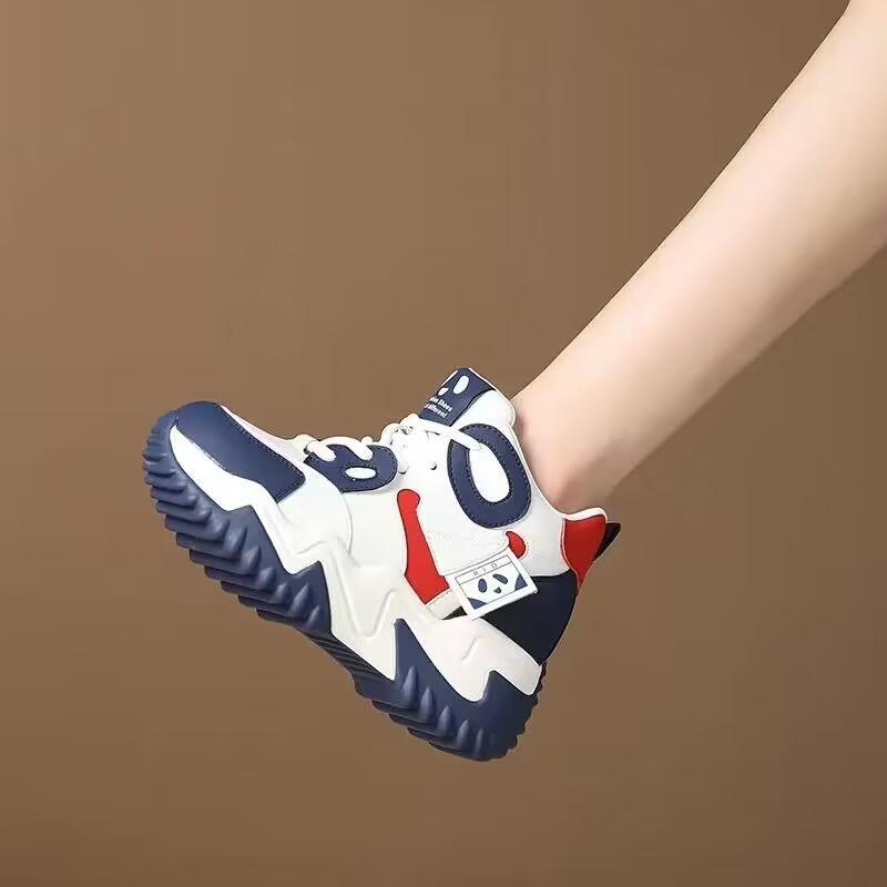 Luxury New Versatile Thick Sole Elevated High Top Casual Sports Shoes 2024 Women's Breathable Outdoor Running Shoes Sneakers