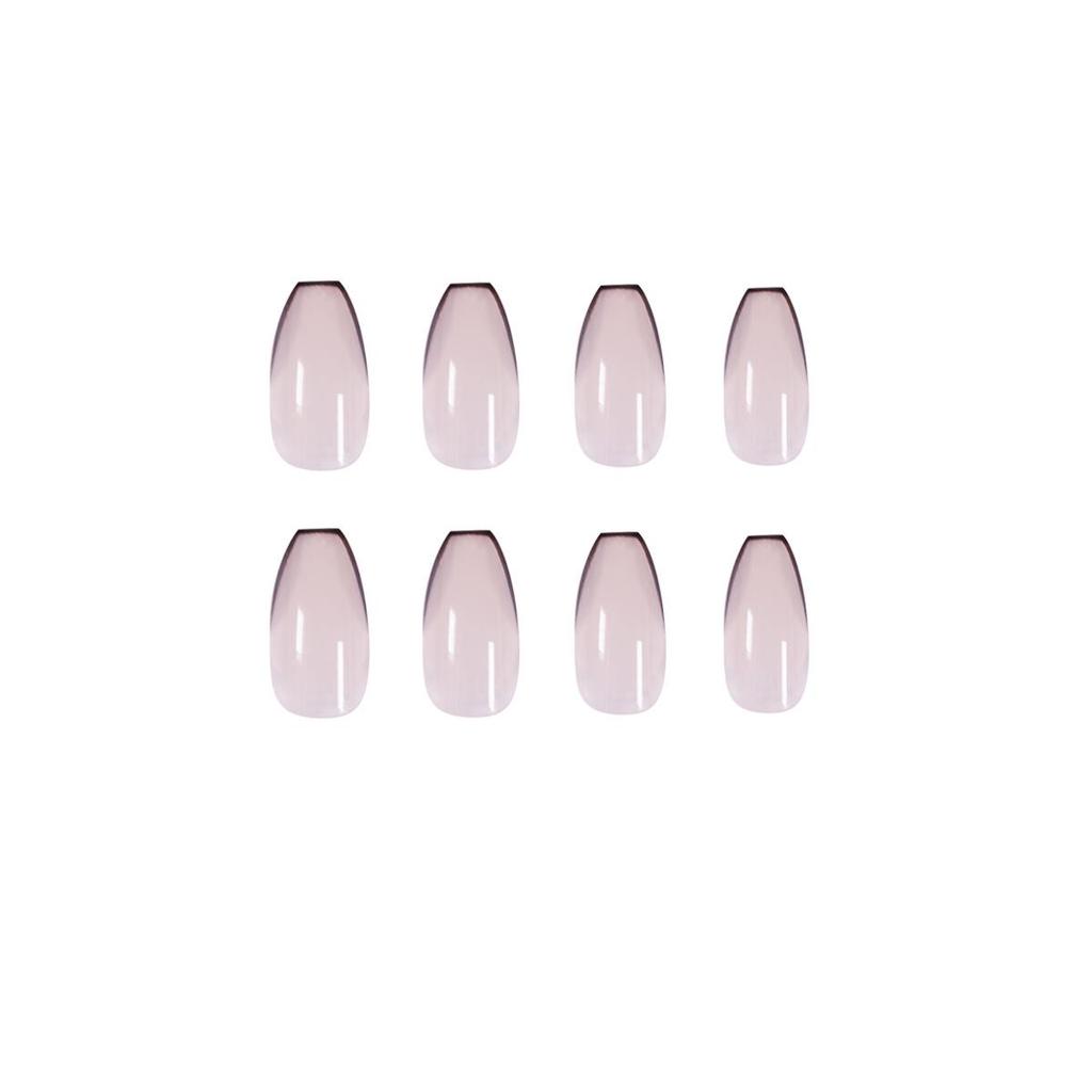 Black French Short Ballet Wearable False Nails with Removable Nail Art Stickers