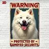 Retro Samoyed Metal Sign "Emoyed Security Protection" Humorous Decor
