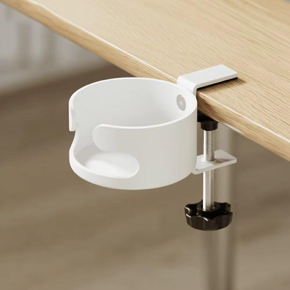 Clip On Design Table Edge Drink Mount Adjustable Desk Cup Storage Rack Home Use