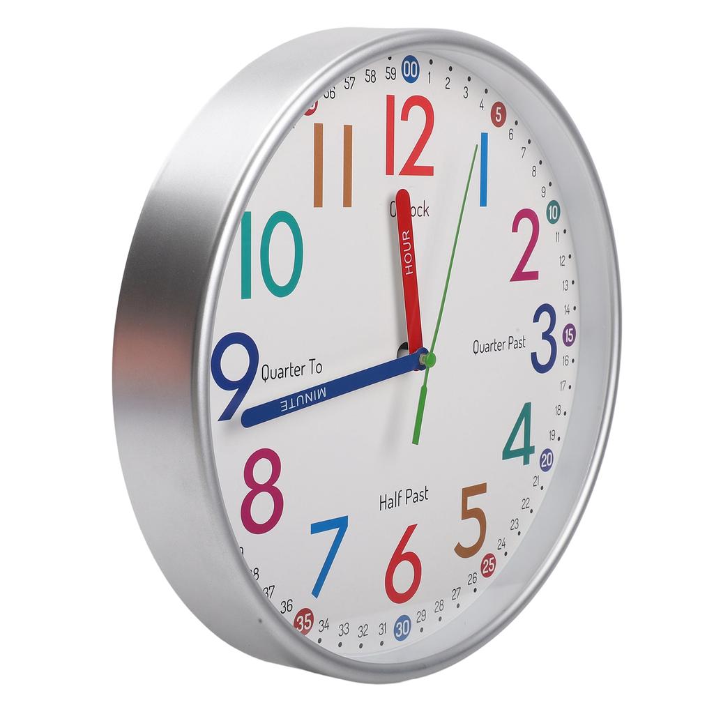 10 Inches Clock Children's Wall Clock Silent Learning Wall Clock 12 Inches Clock