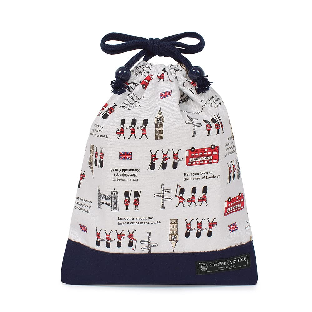 COLORFUL CANDY STYLE Drawstring Gussetless Lunch Bags Name London March Set of Cool Drawstring Elementary School Lunch Elementary School Entrance