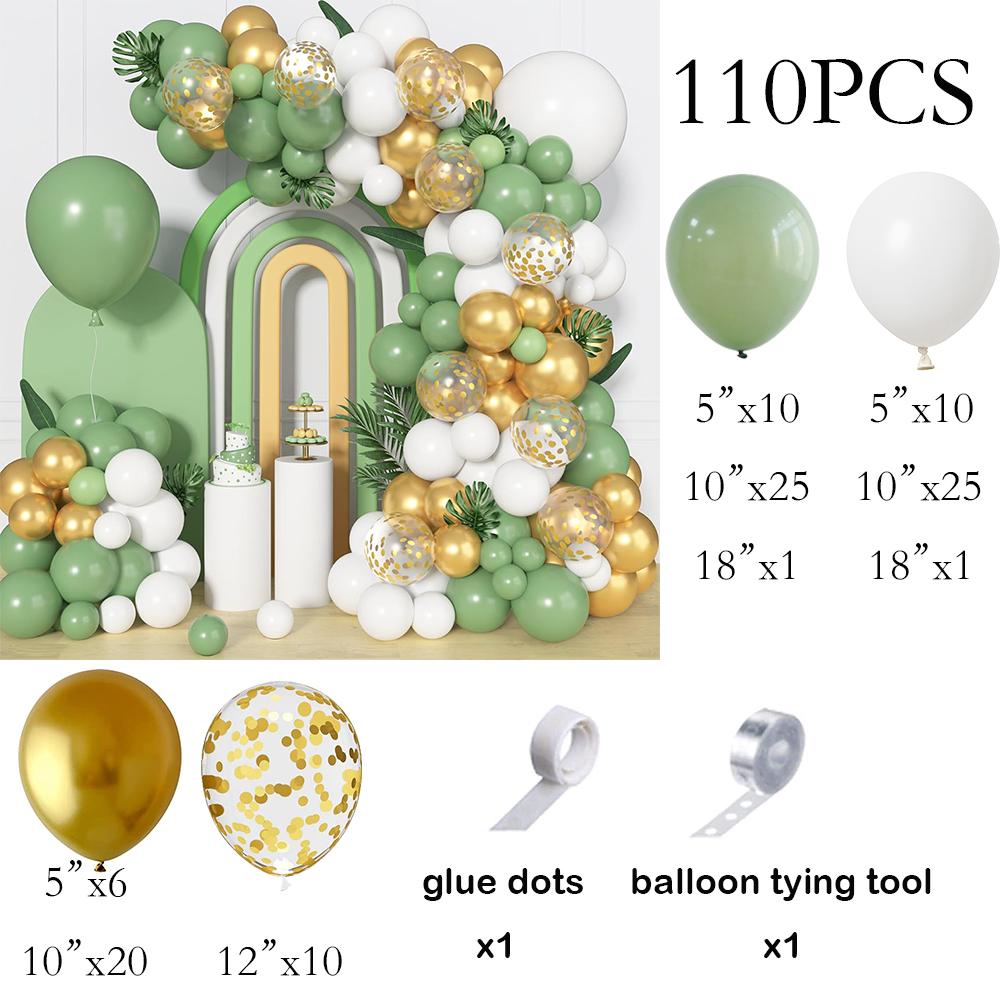 

Green Jungle Safari Theme Balloons Garland Sage Green White Gold Confetti Ballon Arch Kit Home Birthday Party Wedding Decoration AS Picture