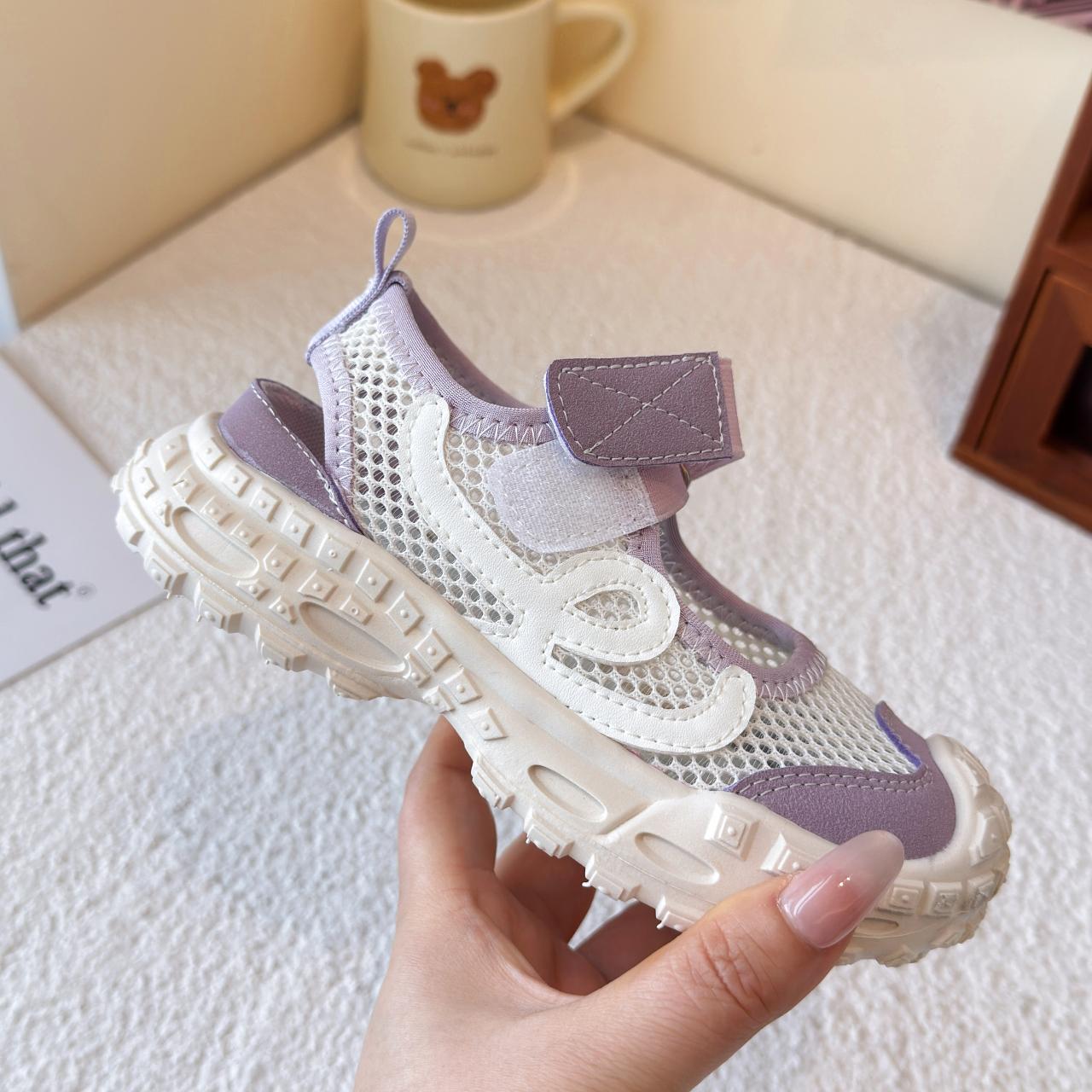 Summer Breathable Kids Sandals Boy Girl Fashion Sneakers Lightweight Non Slip Walking Shoes Comfortable Sport Shoes 23 фиолетовый