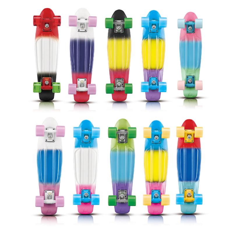 Colorful Children's Kick Skateboard - Fish Type Plastic, Four Wheels, for Street Surfing and Commuting