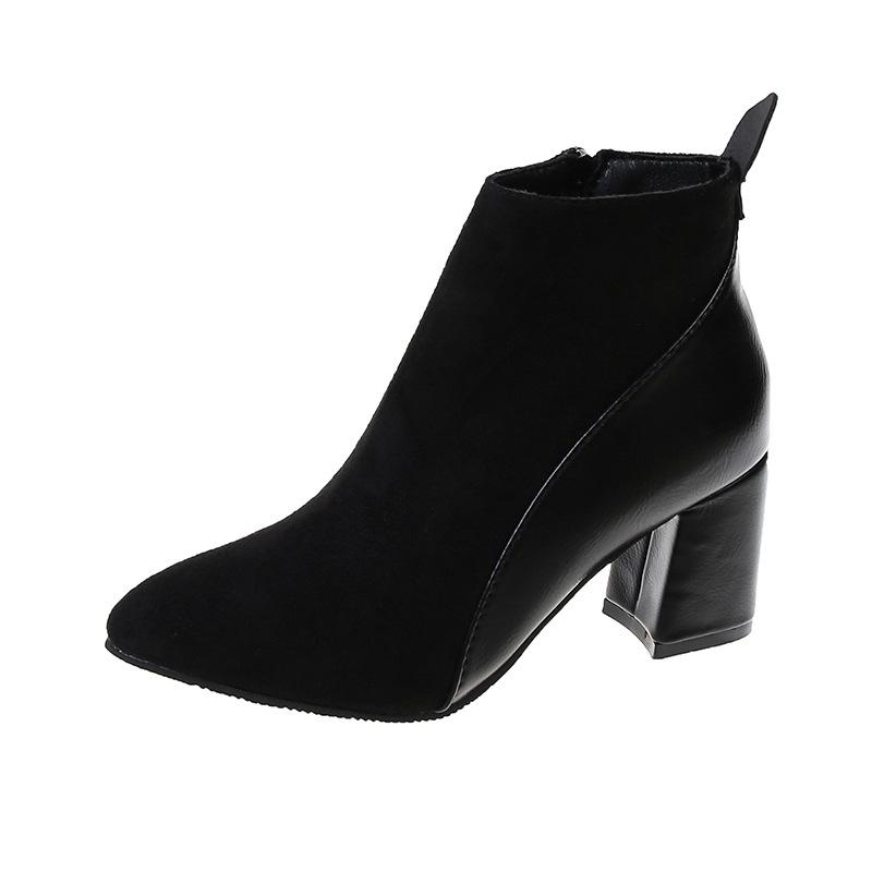 Large size Martin boots women's autumn and winter new winter shoes women's short boots thick heel pointed warm women's single boots