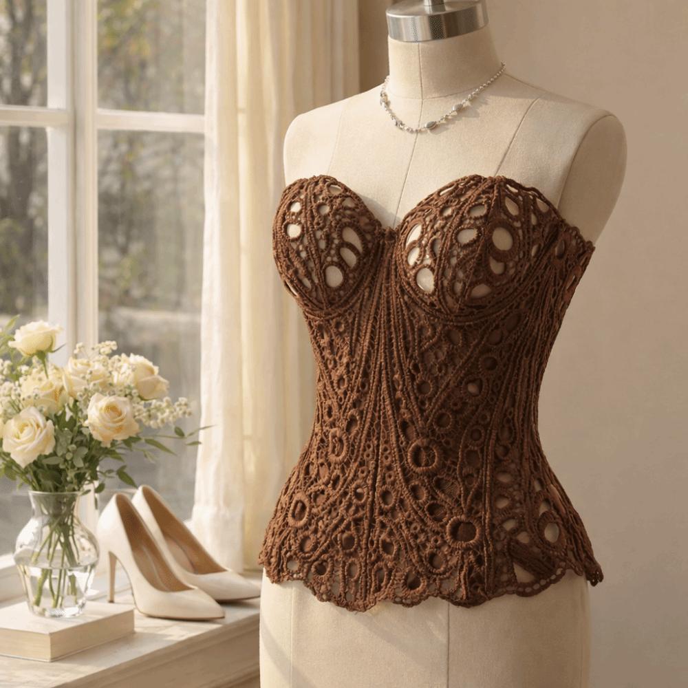 Fishbone Hollow Out Corset Top Back Tie Women Underwear Vintage Slimming Tube Top  Court Style