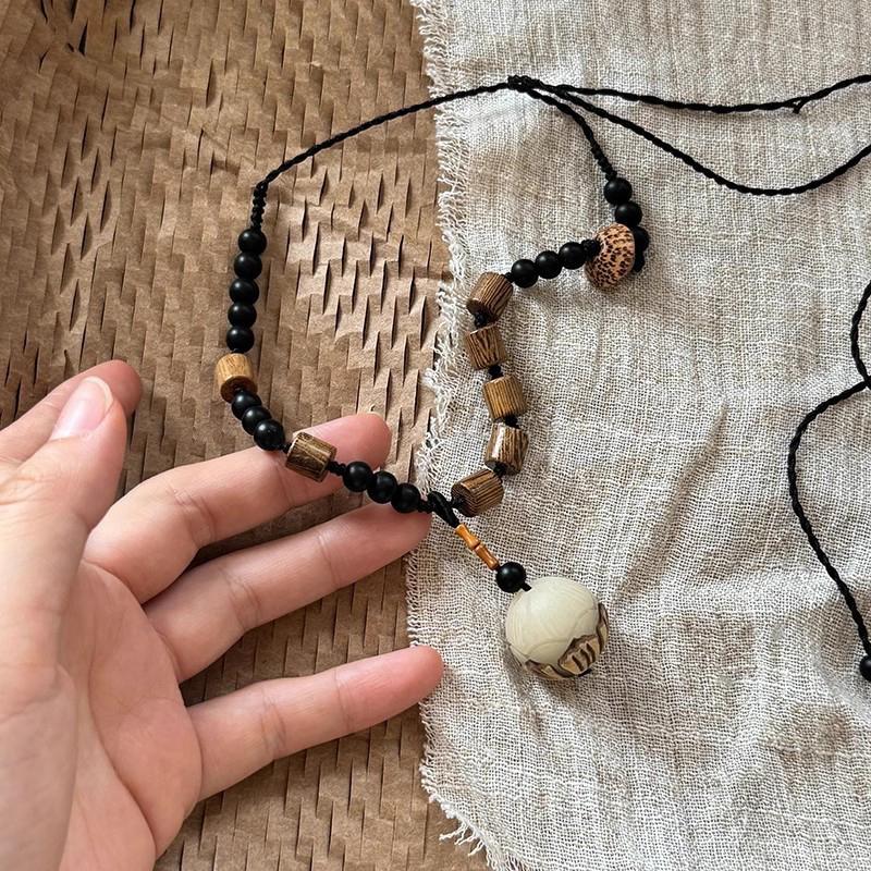 Ethnic Style Bodhi Flower Necklace For Women Girls Long Woven Flower Sweater Chain  Jewelry Accessories Birthday Gifts