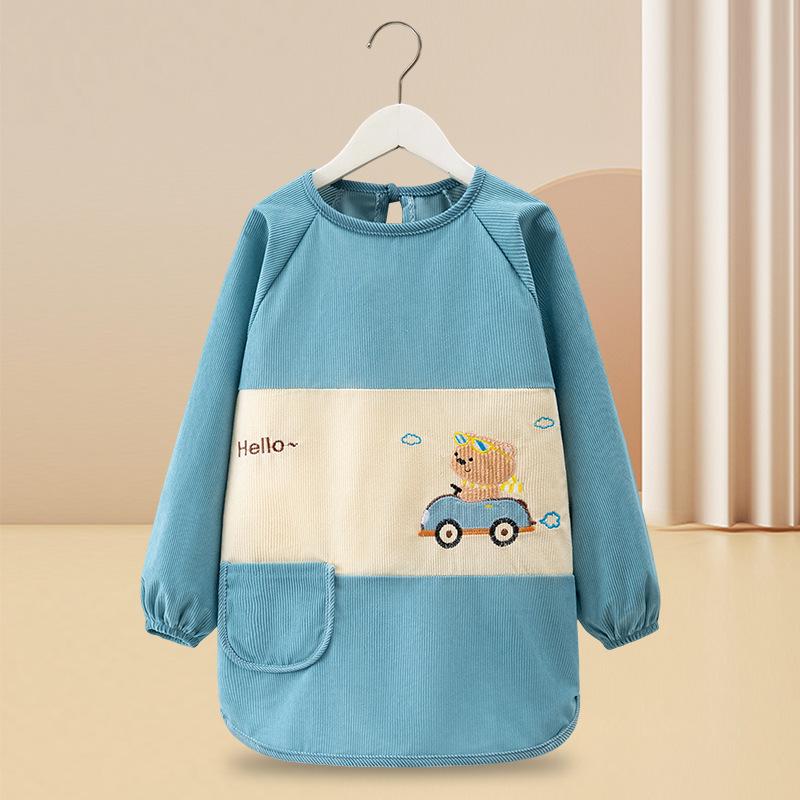 Reversible Long-Sleeve Waterproof Apron for Older Kids - Large Size, Suitable for Kindergarten Boys and Girls.