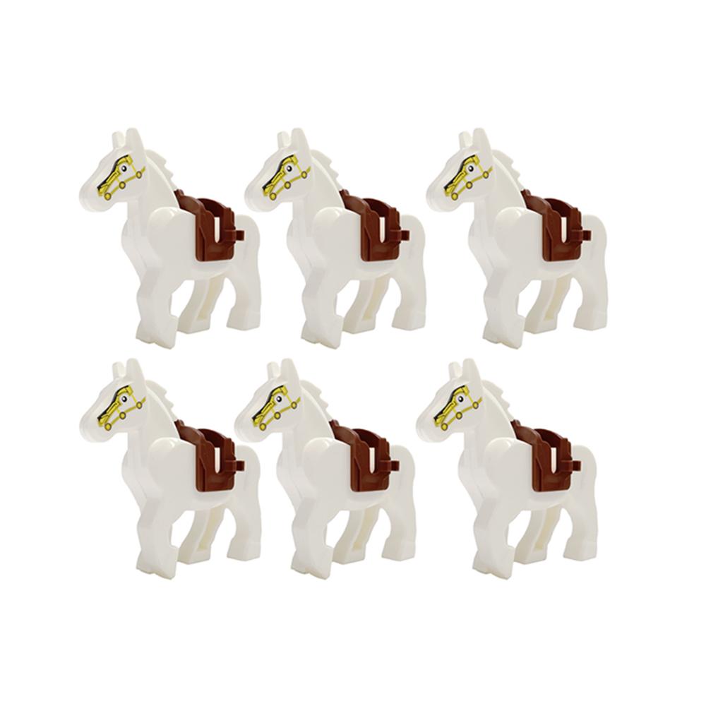6PCS MOC Medieval Solider Knight War Horse Building Blocks Castle Heavy Armored War Of The Saddle Rope Kid Toy Christmas Gifts A2 6PCS