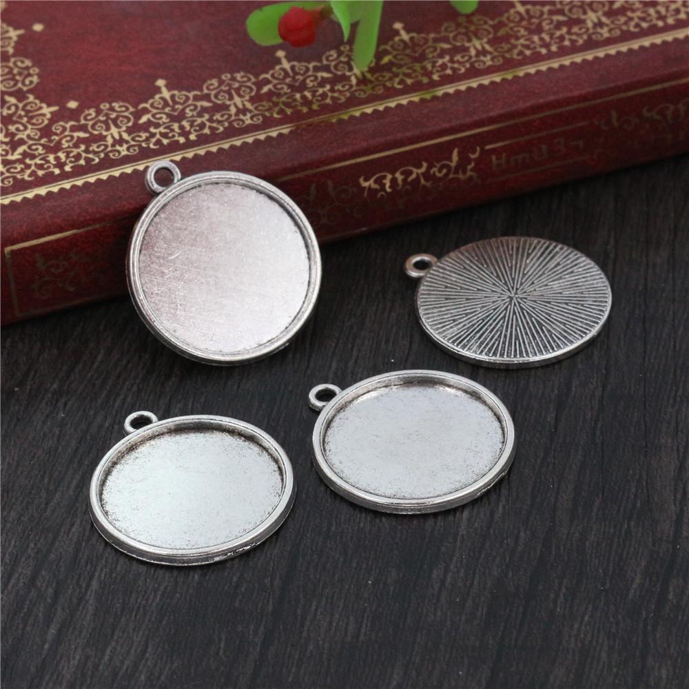 10pcs 20mm Inner Size Classic 5 Colors Plated One Sided Single Hanging Simple Style Cabochon Base Setting Charms Pendant