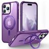 Per Custodia iPhone 16 15 14 13 12 11 Pro Max con Anello Magnetico Rotante a 360°[Compatibile con Mag-safe][Cavalletto Invisibile] Cover