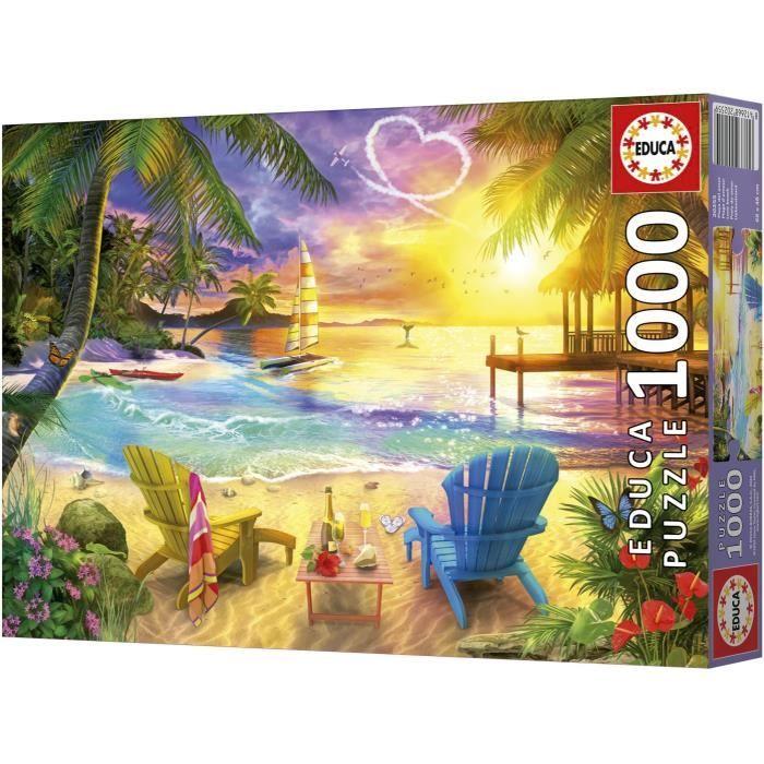Puzzle - EDUCA - Plage d'Amour - 1000 pièces - 68x48 cm - Pour adultes - Thème nature