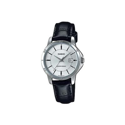 Metal Case Leather Strap Women's Quartz Watch with Calendar LTP-V004L-7A