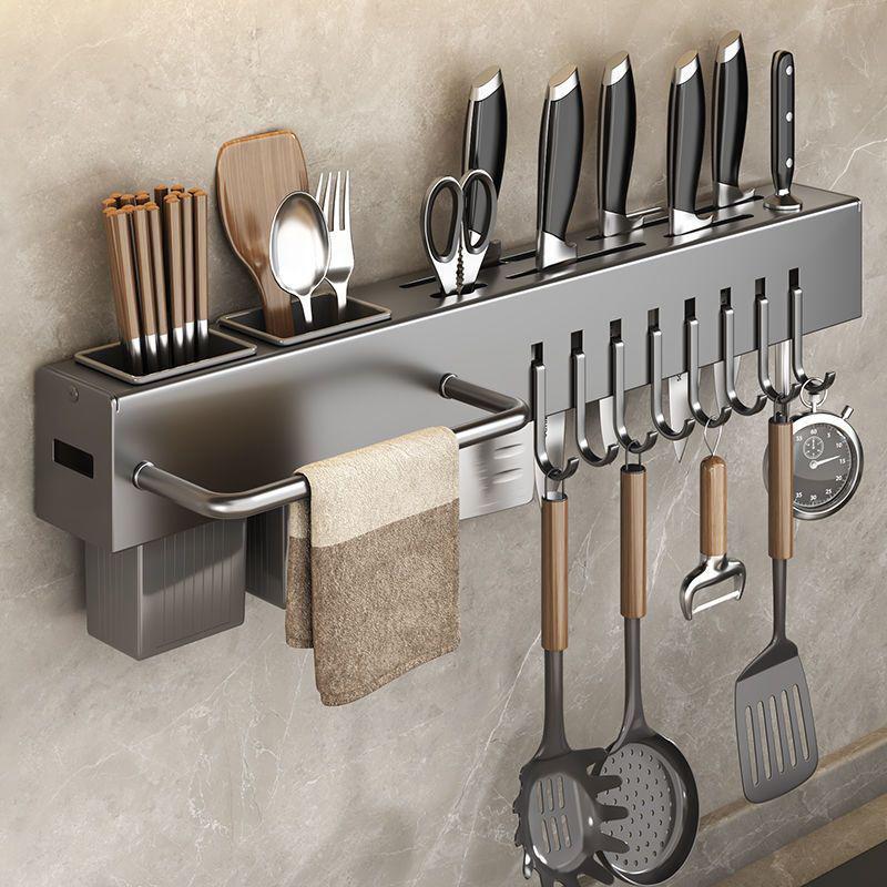 Thiened Kitchen Knife Ra Wall Mounted Chopstis Tube Storage Multi-Function Carbon Steel Kitchen Storage Organizer