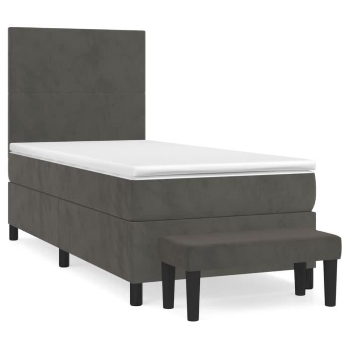 VidaXL Divan Bed and Mattress Dark Grey 90x190 Cm Velvet - Model 3137696