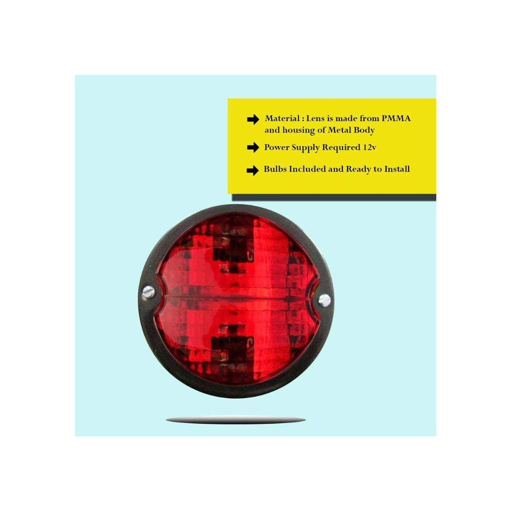 APSMOTIV 2X Vintage Tail Light Chrome 12V Rear Stop & License Plate Light Red Lens Chrome Ring Universal for Ford Model A Rat Harley 1950 Dodge