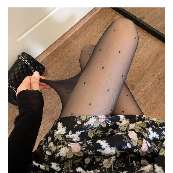 

Plus Size Heart Dot White Stockings for Women Spring Summer jk Sweet Bow Lolita Pantyhose Polka Dot Black Stockings Average Size75-125Jin-Car
