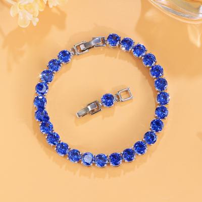 Blue Single Row Full Diamond Bracelet Women'S Personality Exquisite Temperament Light Luxury Jewelry