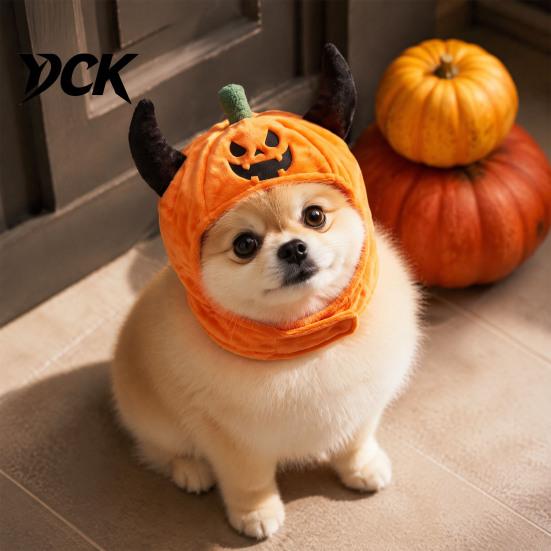 Cute Halloween Pumpkin Hat for Cats Pet Hat, Funny Devil Horn Cat Plush Cozy Daily Fun Wear Small Dogs, Party Cosplay Accessories Spooky Outfit