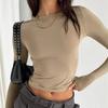 Autumn Fashion Slim Long Sleeve T Shirt Women Solid Color Round Neck Top Wear Inside or Outside