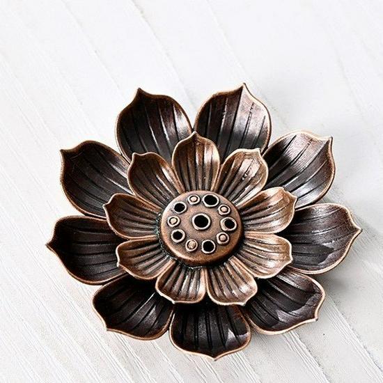 Lotus Alloy Multi-Hole Incense Holder and Burner for Aromatherapy