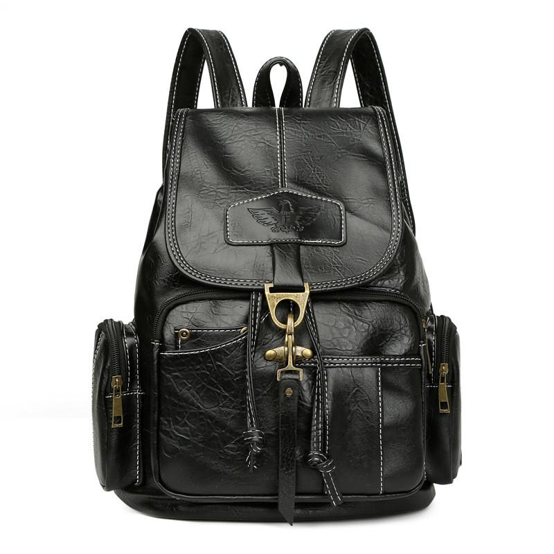 Vintage Girls Backpack Pu Large Capacity Fashion Travel Bag For School And Commuting