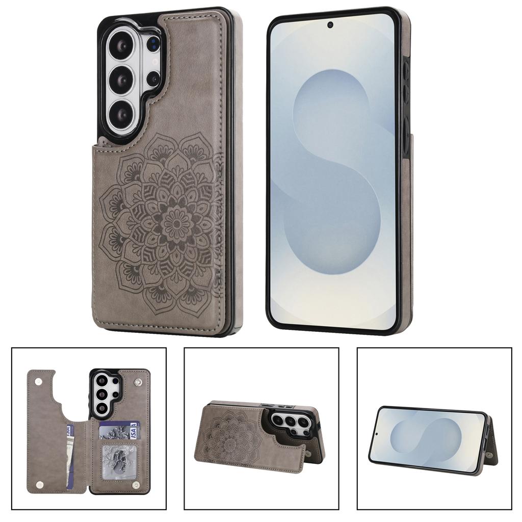 Emboss Flower Magnetic Cards Solt Wallet Leather Phone Case for Samsung A56 A36 A16 S26 Ultra Edge S25 Plus S24 FE S23 Cover
