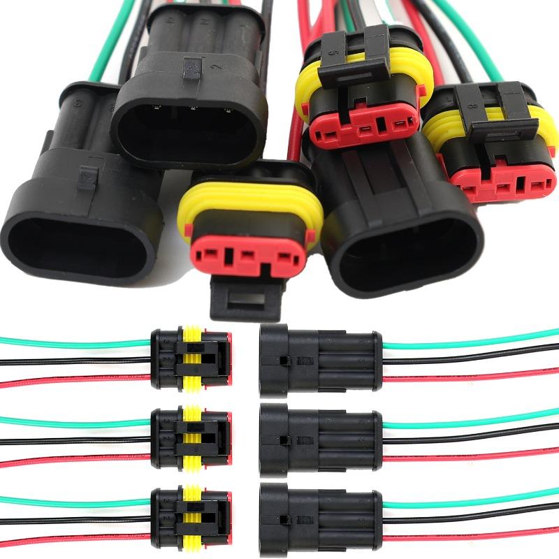 3P Way Waterproof Electrical Auto Connector Male Female Plug with Wire Cable Harness for Car Motorcycle 1.5 Series HID