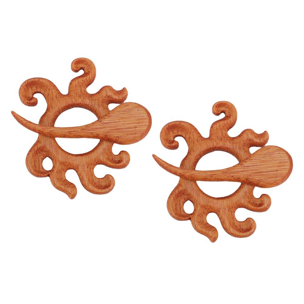 2pcs Multifunctional Wooden Brooch Pin Handmade Brown Animal Brooch Pin For Sweaters