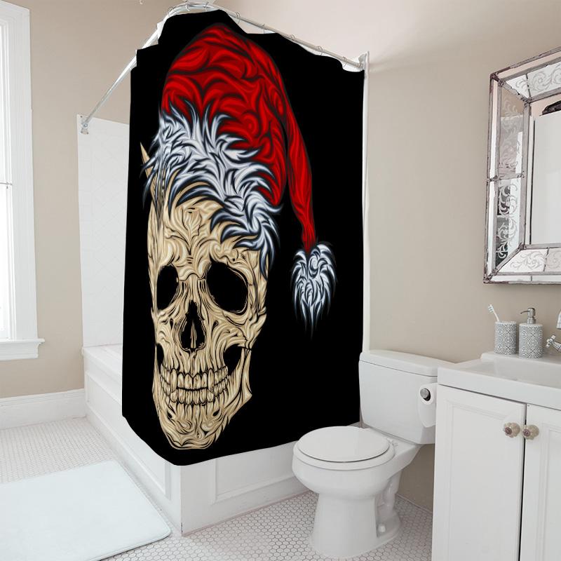 TU Totenkopf Wandteppich Duschvorhang Gothic Dunkle Kunst Heimdeko Halloween Gruselig Horror Vintage Muster Badezimmer Dekoration Wand Han