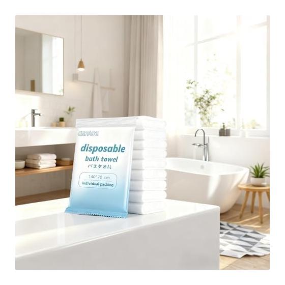 Compressed Bath Towels, 140x70cm, Disposable, Large, Quick-Drying, Portable for Travel, Sports, Gym, Sauna, Massage, Salon - Pack of 10