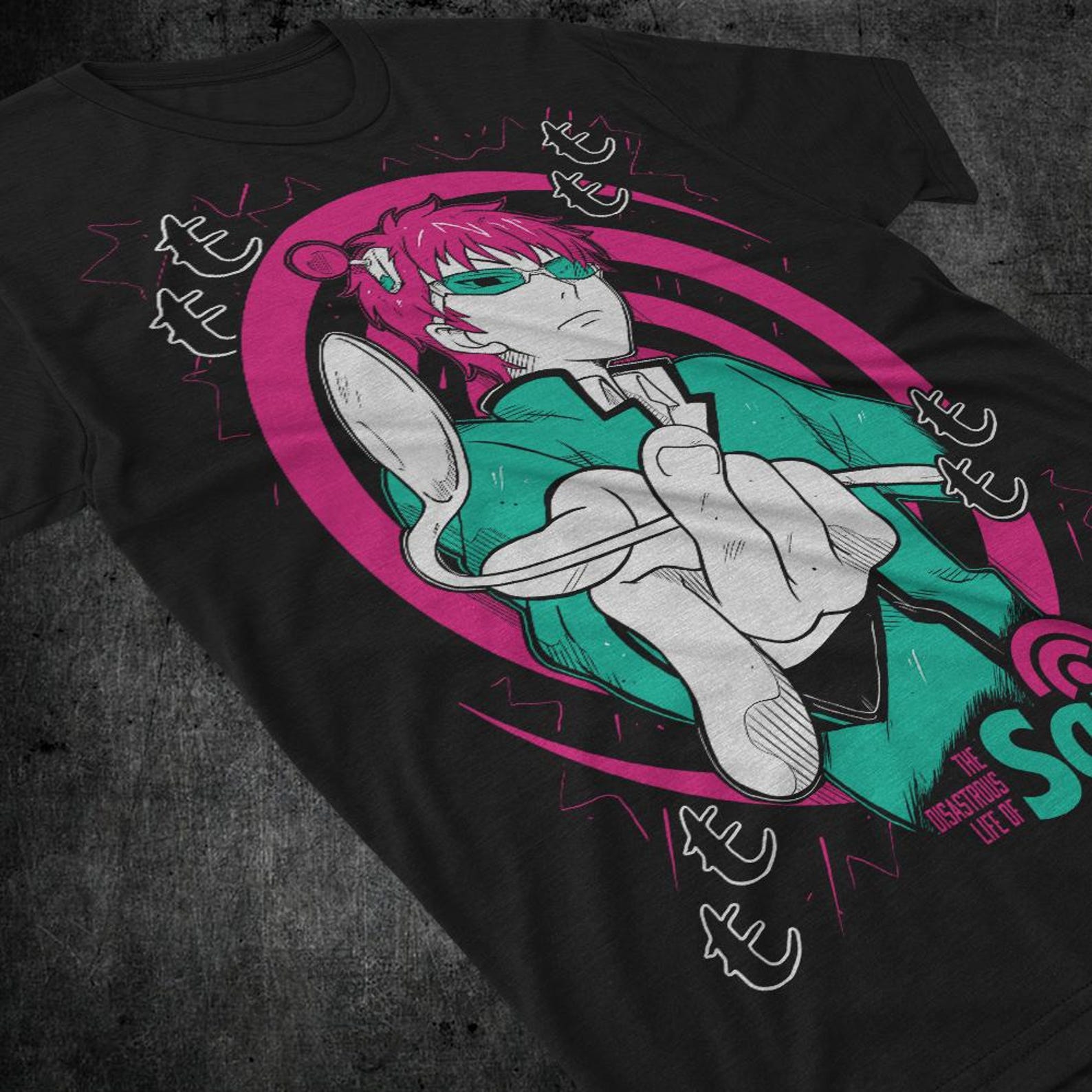 SAIKI K раздраженное лицо Saiki Kusuo no Sai Nan Футболка 2XL