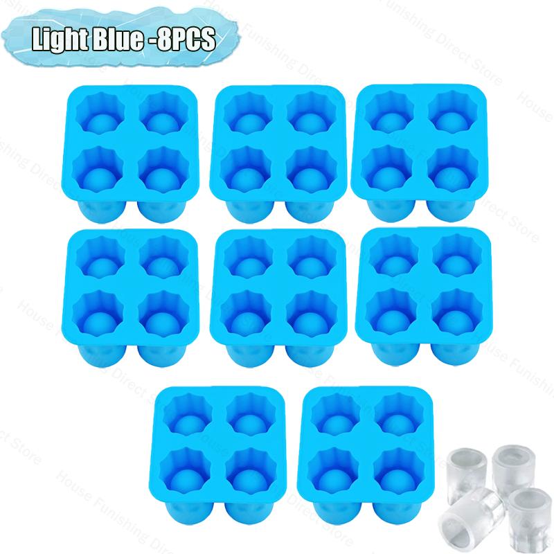4 Cup Shape Silicone Ice Cube Mold Tray Summer Bar Party DIY Cold Drink Ice Compartment Mold Ice Cup Ice Cube Tray Kitchen Tool