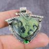 Ruby Ziosite, Diopside  Ethnic 925 Sterling Silver Pendant 2.36" H2l30