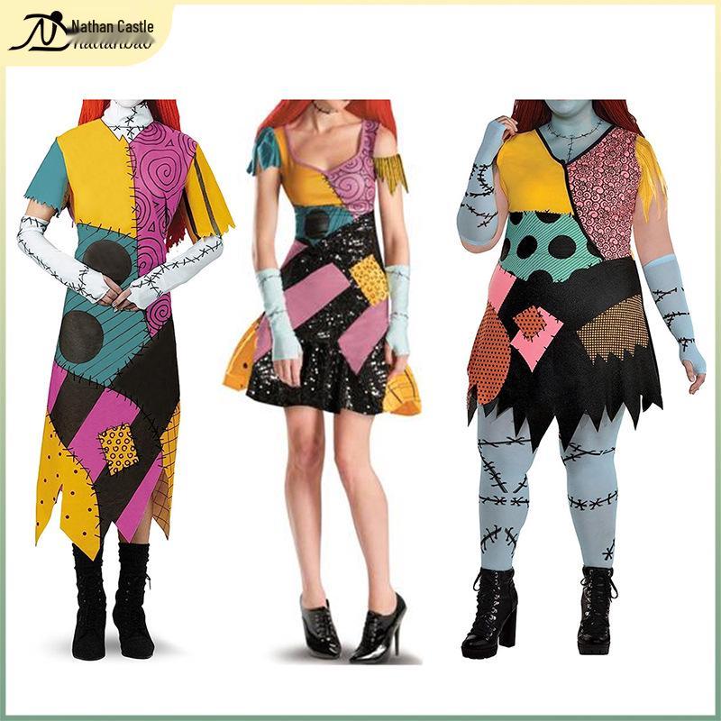 Noční můra před Vánoci Sally Cosplay Šaty - Temný Halloweenský Kostým pro Ženy