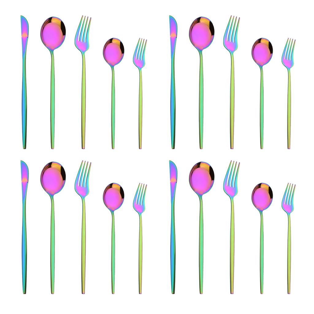20Pcs Gold Dinnerware Set Knife Dessert Fork Spoons Cutlery Flatware High Quality Stainless Steel Silverware Kitchen Tableware