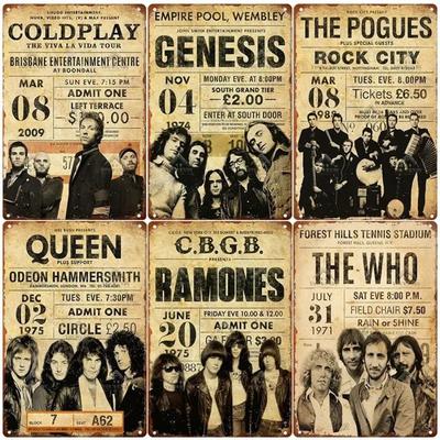 Vintage Rock Zenei Koncert Fém Poszter Jel - Művészeti Festmény Tábla - Ideális Retro Pub Bár és Otthoni Dekorációhoz