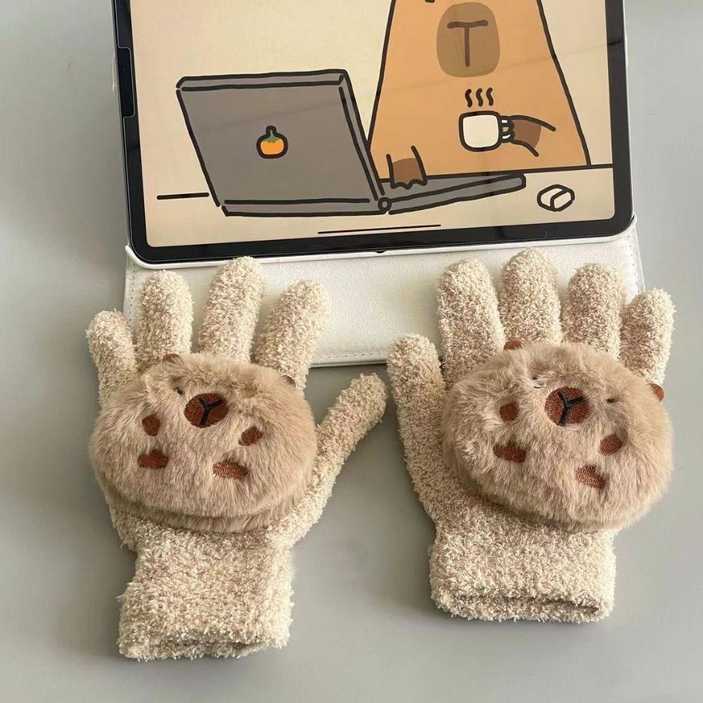 Cartoon Ear Warmer Warm Earmuffs Cute Gloves  Women