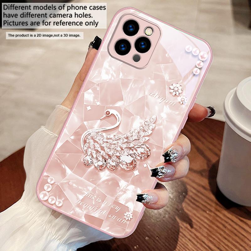 

A twinkling little pearl For iPhone 17 Air 16 E 15 14 13 Plus 12 mini 11 17 Pro Max XR Xs Max 16E 7 8 Tempered Glass Phone Case iPhone 15 Pro Max