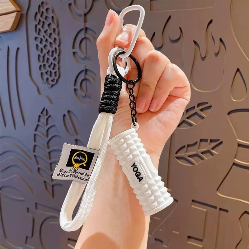 Yogodlns Mini Foam Roller Fitness Keychain Silicone Gym Workout Gifts Outdoor Backpack Pendant Gym-lockers Decoration For Gym Lovers