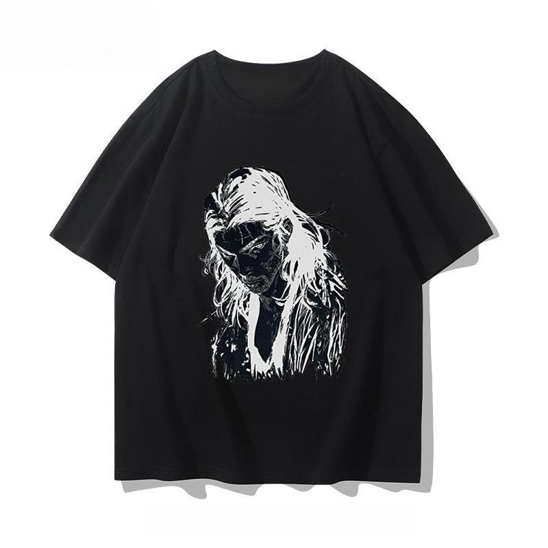 

2025 Autumn and Winter New Men s and Women s Retro Knight Print T-shirt Pure Cotton Round Neck Comfortable High-quality T-shirt S