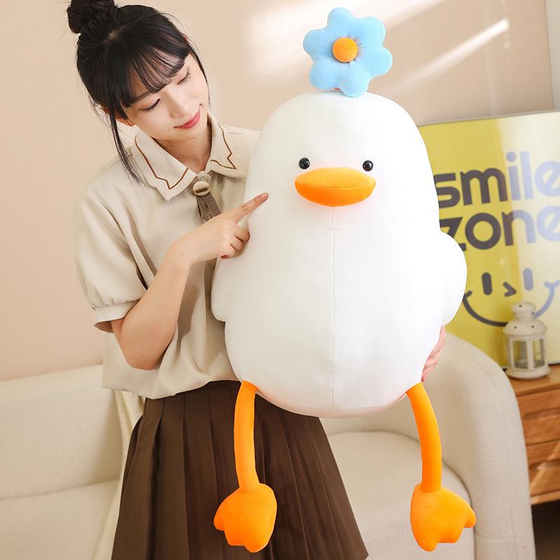 Roztomilá měkká květinová kachní panenka plyšová hračka bílé káčátko panenka dětská společnost uklidňující hadrová panenka