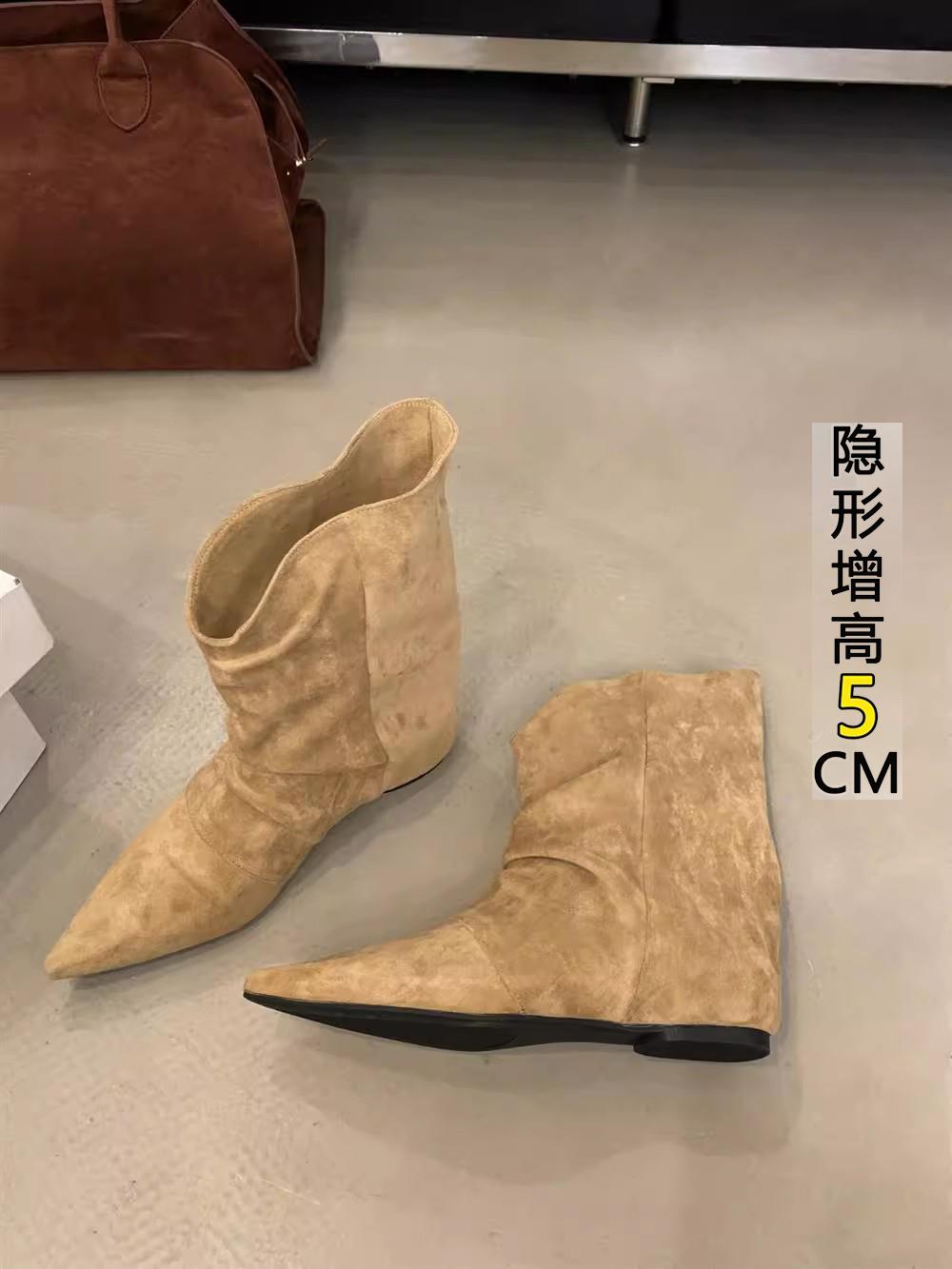 

Модные женские замшевые ботильоны на шпильке, осенние новинки, с острым носком и голенищем, противоскользящие и износостойкие 35