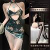 Sex Underwear World Rich Flower Velvet Printing Ancient Cheongsam Pure Desire Temptation Hip Skirt Set
